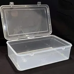 AA and ZS Stylish Transparent Plastic Storage Organizer Rectangular Box Extra Large Size Container With Lid & Lock For Multipurpose Jewellery Stationery Cosmetic Toys Clothes (43x28x12 cm)-picture-15