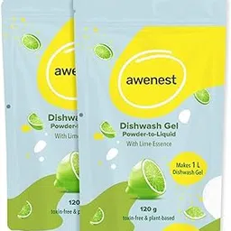 awenest Plant Based Powder-to-Liquid Dishwash Refill Pack (No Bottle) | Makes 2 Liter | No Paraben, SLES, Formalin | Natural, Organic, Biodegradable, Eco-Friendly, Herbal | Tough On Grease, No Residue-image-13