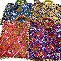 peelorange Potli Bag with Bangle Shape Pearl Embroidered Handle | Stylish Handbag for Women & Gifting | Random Color| Traditional Potli Bags| ||Multicolor||-picture-27