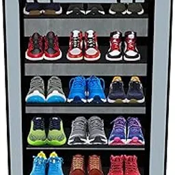 6 Layer Collapsible Fabric Wardrobe Organizer for Clothes (DIY-Grey, Metal)-picture-46