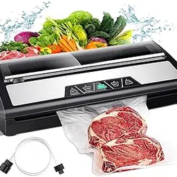 Vacuum Sealer Machine, Food Sealer Machine 80KPA Automatic for Food Saving Dry/Moist Mode with Build-in Cutter & Storage, Air Suction Hose, One-Touch,High Suction Power-picture-10