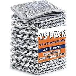 Anmarko 15 Pack Non-Scratch Dish Wash Cloth, Steel Wire Dish Cloth, Wire Dishwashing Rags Stainless Steel Scrubber Non-Scratch Wire Dishcloth for Washing Dishes Sinks Counters-picture-15