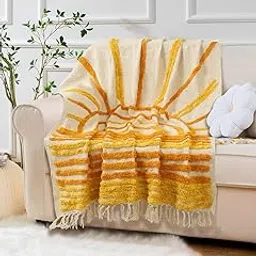 eyda Hand Tufted Throw, 67X52 Inches, Printed Throws for Living Room, Hand Knitted Cotton Throw Blanket for Sofa and Couch, Decorative Cozy Blankets for Home Decor, Lightweight Blanket for Bed-picture-14