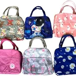 generic BB Pack of 6 lunchbag for Kids/Return Gift for Bday paartty/Insulated Spacious lunvhbag for Kids/Multicolour-picture-25