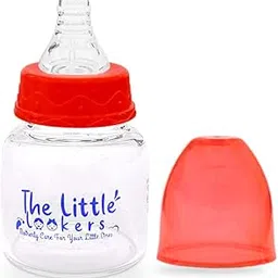 THE LITTLE LOOKERS Glass Feeding Bottle for Newborn Baby | Crystal Diamond Glass Feeders (Red, 60ml)-image-7