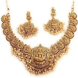 aryavansh emporium Girls Fashion Temple Jewellery pendant set Gold Beads Mohan mala haram. Latest Wedding Jewellery Necklace for Women and Girls-picture-25