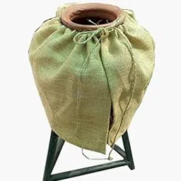 Handmakers Natural Jute Matka Cover with Yellow & Beige Color Pack of 2-picture-30