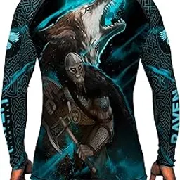 raven fightwear Men's Ulfhedinn 2.0 Wolf BJJ Rash Guard MMA Black-picture-29