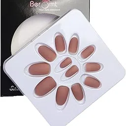 Beromt Set of 12 pcs Matte finish nails False Nails Acrylic Full Fake Nails with 1 nail glue sticker sheet and Nail Art Kit - 421-picture-41
