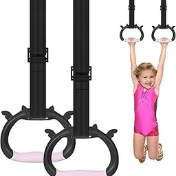 Gymnastics Rings, Children's Home Gym Equipment, Children's Adjustable Strap Strength Training Rings, Pulling Rings for Physical Training (Black Pink)-picture-17