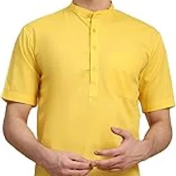 amazon brand - anarva Men's Pure Cotton Solid Kurta Long Sleeves Band Collar Casual Shirt-picture-38