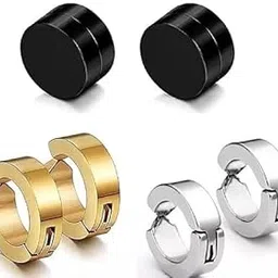 shobhram Stainless Steel Evil Eye Hoop Huggie Dangle Stud Earrings for Men Women Jewelry-picture-48