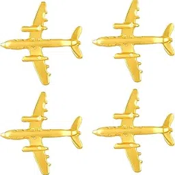 mahi Small Aeroplane Shape Combo of 4 Unisex Lapel Pin Brooch with Gold Plating (CO1105807G)-picture-10