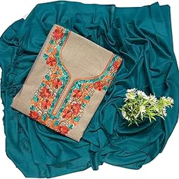 ejs Women's Unstitched Woollen Kashmiri Embroidered Salwar Suit Dress Material With Woolen Stole-picture-39