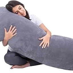 Body Pillows for Adults Sleeping, Long Pillow for Bed, Big Large Firm Full Body Pillow for Side Sleeper with Velvet Cover, 54x20 Inches, Light Grey (Grey)-picture-49