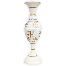 AdiCollar Big Size Flower Vase for Home Décor Item | 24 Inches | Golden Flower | Full White | Pack of 1-picture-15