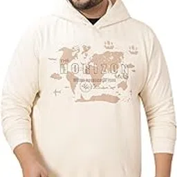 john pride Plus Size Men Regular Fit Long Sleeves Hooded Printed Fleece Cream Pullover Sweatshirt(JPSWT75240_Cream)-picture-23