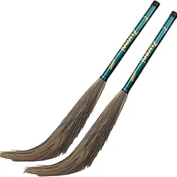 Zureni ZN-BR07 Scalene Floor Broom with Natural Soft No Dust Grass Long Stick Jhadu for Home Pantry Office Cleaning (2 Pcs, Random Colours)-picture-16
