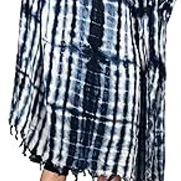 pracharan Hand Printed Cotton Women Beach Wear Cover-up Kaftan(Blue)-picture-48