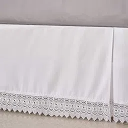 Elegant Comfort Silky-Soft Luxury Lace Fringe Dust Ruffle/Bed Skirt Microfiber Platform Wrinkle and Fade Resistant with 15inch Drop, Twin, White-picture-62