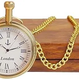 Pocket Gandhi Brass Watch Antique with Wooden Box Golden Roman Numbers Dial for Men and Women Gift-picture-10