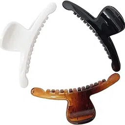 BIRDWARE Big-Size Imported Acrylic Material Stone Butterfly Hair Clips For Women (Pack of 3 Pc) | Hair Clutchers | Hair Clip (Black, White, Shell)-picture-45