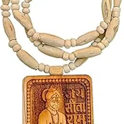 A&S Ventures Natural Wood Tulsi Kanthi Mala With Hanuman Ji Sita Ram Locket Pendent | Tulsi Mala Brown Wooden Beads For Men-picture-19