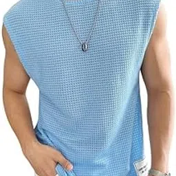 Blendora Men's Waffle Knit Tank Top, Men's Regular Fit Sleeveless Round Neck T-Shirt for Gym, Running, and Outdoor Activities, Polycotton-picture-28