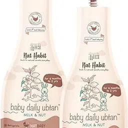 Nat Habit Baby Bath Ubtan, Milk and Nuts Formula, Chemical-Free Daily Cleanser, 80g (160g, Milk & Nut)-picture-14