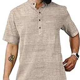 Men’s Cotton Blend Striped Half Sleeve Short Kurta | Casual Ethnic Wear-picture-17