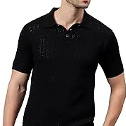 kvetoo Polo Collar Half Sleeve Cotton Knitted Tshirt for Men-picture-55
