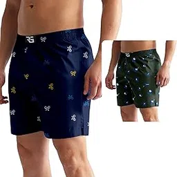 riglozi Men's Multicolor Cotton Blend Assorted Boxer Shorts| Regular Fit | Elasticated Waistband | Back Pocket | Mens Boxers|Pack of 2-picture-57