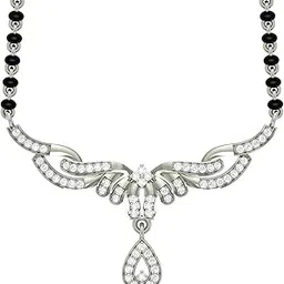 clara 925 Sterling Silver Maya Mangalsutra Earring Chain Jewellery Set | Platinum Plated, Swiss Zirconia | Gift for Wife-picture-37