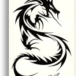S.A.V.I Temporary Tattoo 3D Black Dragon Tattoo Sticker Size 10.5x6cm - 1pc. (444), Black, 4 g-picture-17