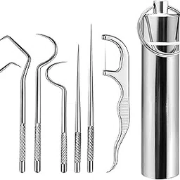 Drumstone (𝟓+𝟓 YEARS WARRANTY) 7-in-1 Stainless Steel Dental Tools Kit Professional Teeth Cleaning & Tartar Removal Set, Oral Hygiene Toothpicks & Plaque Remover for Personal Dental Care-image-39