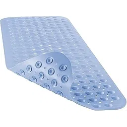 PVC Door Bathroom Mat Anti Skid Slip Blue Long Bathroom mat (SolidBlue 100x40cm)-picture-22