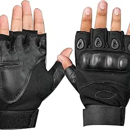 BADOWL Nylon Tactical Half-Finger Gloves for Sports, Hard Knuckle, Motorcycle Riding, Arm Shooting, Travelling, Camping and Hiking (Black, M)-picture-10