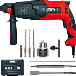 iBELL RH26-82 Rotary Hammer Drill | 850W | 3J Impact Energy | 26mm SDS Plus | 0-900 RPM | 4000 BPM | 26mm Concrete | 68mm Masonry | 30mm wood | 13mm Steel | 3.5Kg | 13 mm adittional chuck & bits-image-57