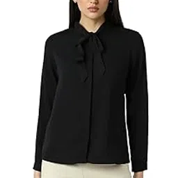 van heusen Women's Polyester Regular Fit Full Sleeve Tie Neck Formal Top-picture-41