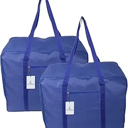 Kuber Industries Rexine 2 Pcs Jumbo Underbed Moisture Proof Storage Bag with Zipper Closure and Handle (Royal Blue) -CTKTC6604-picture-30