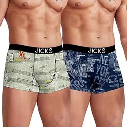 jicks Men's Extra Thin Elastic Underwear Long Comfortable Breathable Comfort Boxer Brief Imported Nylon Material 3D Printed Design Multicolor Pack of 2-picture-35