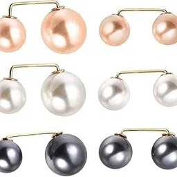Hijab Pins Pearl Brooch Pin Set for Women-Artificial Pearl Shirt Brooch Pins,Anti-Exposure Decorative Safety Pins for Saree, Sweater, Shawl, Hat, Bag,Stylish Cover-Up Buttons,Gift for Girls (6 Pcs)-image-0