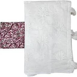 KV FASHION Women's Chanderi Embroidered Saree Chanderi Lotus-New-picture-11