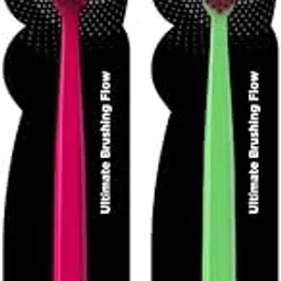 Unisex Adult Super Soft Ultra Smooth Toothbrush - Oral Care, Smooth Pack of 2, Pink & Green-picture-30