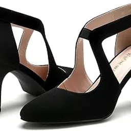 wuorwu black sandals for women with heels thick node work platforma shoes slide block summer dressy strappy high pumps for girls open toe pedicure image 1