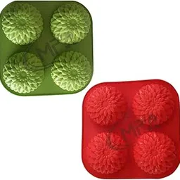 MPR4 Silicone Soap Mould Combo Set – 2 Pcs Flower Shapes for Handmade Soap, Cake, Bath Bomb, Lotion Bar – Multicolor-image-15
