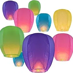 Blooms Mall Wishing Candle Hot Air Paper Sky Lanterns Balloon for Diwali Occasion Multicolour for Christmas/Birthday/All Festival (15, Oval)-image-14