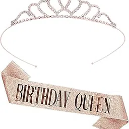 Birthday Crown and Sash for Women Birthday Girl Sash & Rhinestone Tiara Set - Birthday Decorations Birthday Girl Crowns Tiaras for Women-image-60