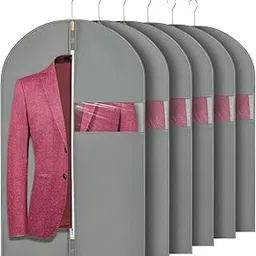 RAAHII Blazer cover, coat covers with zip for wardrobe storage of suit, jacket, garments, sweaters, saree, pant organizer (Grey, 4), Non Woven-picture-18