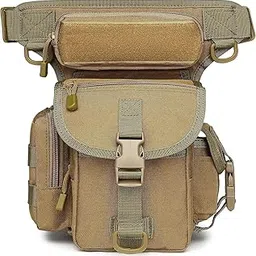 kagbeni Tactical Drop Leg Utility Waist Bag for Outdoor Adventure - Heavy-Duty Military-Style Thigh Pack with Adjustable Leg & Waist Straps, MOLLE System-Cross Body (Khaki) image 1
